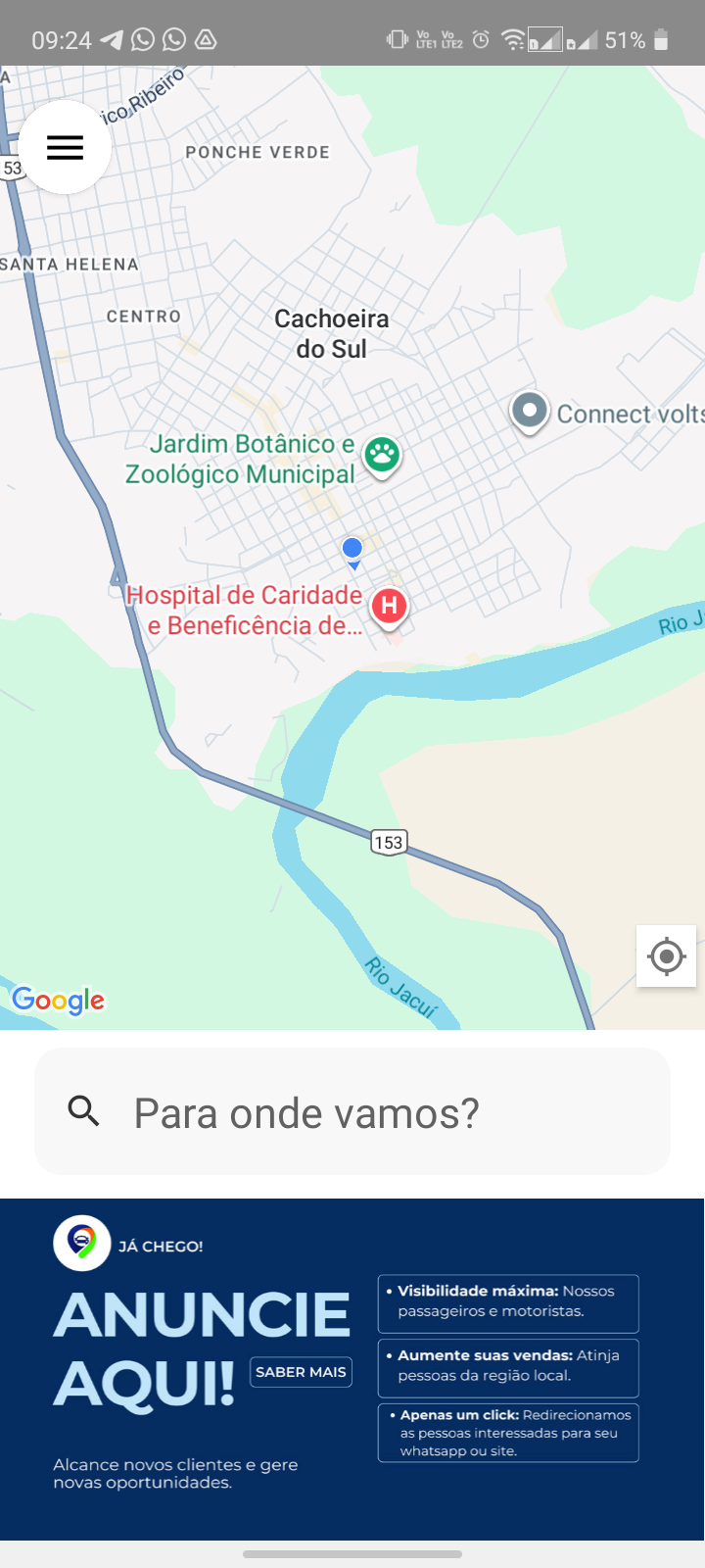 Exemplo de banner no aplicativo Já Chego!